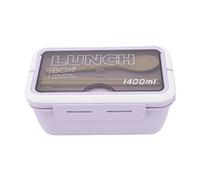 ANKROYU 3 Compartments Box Large Capacity 1400ml Leak Proof Microwave Safe Thermal Lunch Box Kids Students Office Workers Plastic Silicone Durable Lunch Container (Púrpura)