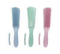 ANKROYU 3 Peines De Pulpo Portátiles, Cepillo De Pelo Rizado De Dientes Finos Con Mango De Goma, Herramienta De Peinado Portátil Para Evitar Enredos De Cabello