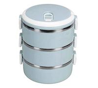 ANKROYU 304 Stainless Steel Lunch Box Portable Thermal Food Container with Lockable Lid Ventilation System Ergonomic Handle for Adults Kids School Office Picnic Round Design (3 nivel)