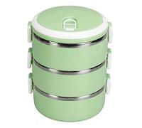 ANKROYU 304 Stainless Steel Lunch Box Portable Thermal Food Container with Lockable Lid Ventilation System Ergonomic Handle for Adults Kids School Office Picnic Round Design (3 nivel)