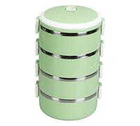 ANKROYU 304 Stainless Steel Lunch Box Portable Thermal Food Container with Lockable Lid Ventilation System Ergonomic Handle for Adults Kids School Office Picnic Round Design (4 capas)