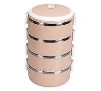 ANKROYU 304 Stainless Steel Lunch Box Portable Thermal Food Container with Lockable Lid Ventilation System Ergonomic Handle for Adults Kids School Office Picnic Round Design (4 capas)