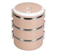 ANKROYU 304 Stainless Steel Lunch Box Portable Thermal Food Container with Lockable Lid Ventilation System Ergonomic Handle for Adults Kids School Office Picnic Round Design (3 nivel)
