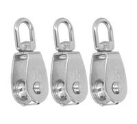 ANKROYU 3PCS Bloque de polea simple resistente Capacidad de carga de 35 kg Rotación de 360 ° Rueda de remolque M15 de acero inoxidable para equipos de ejercicios Uso marino Act