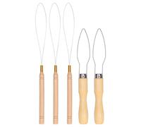 ANKROYU 5 enhebradores de cuentas con mango de madera, enhebrador de agujas para extensión de cabello, aguja de extensión de cabello de madera, herramienta de dispositivo de