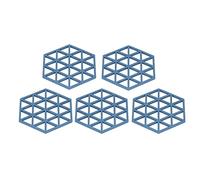 ANKROYU 5 uds manteles de Silicona con Forma Hexagonal Posavasos Antideslizantes para Tazas de Calor manteles Individuales para Mesa de Comedor Cocina Restaurante Azul 16x14cm