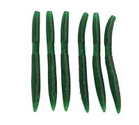 ANKROYU 6 PCS PVC Cebos de Pesca de Fideos, señuelas de la Tierra de Gusanos con Piezas Reflectantes, Cebo Suave de Agua Salada Resistente a la mordida para Perca, técnica de frega (Verde Oscuro)