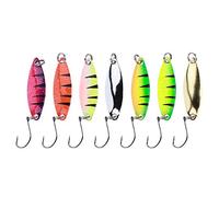 ANKROYU 7 señuelos de Pesca con Cuchara de Lentejuelas Multicolor con un Solo Gancho, Cebo Artificial de Metal, acción de natación Realista, cebos Reflectantes Brillantes para truc