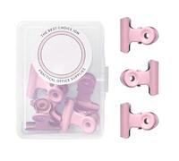 ANKROYU 8 clips de bisagra de metal, abrazaderas de, cabeza redondeada, clips de archivos a prueba de herrumbre para documentos de oficina, boletos de prueba de papel, material me (rosa)