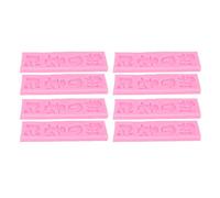 ANKROYU 8 piezas de fondant de silicona para decoración de pasteles, suministros para hacer dulces, accesorios para hornear DIY, tema de feliz cumpleaños, color rosa para panaderos