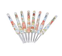 ANKROYU 8pcs Conjunto de ganchos de crochet agujas de tejido de aluminio colorido ergonómico para artesanes de costura de bordado de costura de bricolaje (Flor amarilla pequeña)