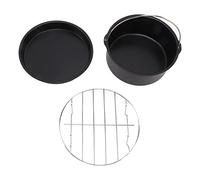ANKROYU Accesorio de freidora universal conjunto de pastel de acero inoxidable para hornear pizza parrilla parrilla de revestimiento antiadherente lavavajillas negras seguras para (6 pulgadas)