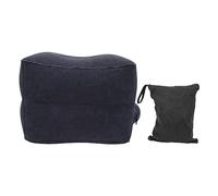 ANKROYU Almohada inflable para reposapiés portátil de dos capas de PVC flocado cómodo cojín para pies de viaje para oficina, hogar, avión, coche, tren, viaje (Azul oscuro)