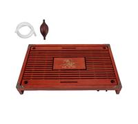 ANKROYU Bandeja de té de Kung Fu de estilo chino Tabla de té de madera Almacenamiento de agua de drenaje Bandeja para servir Patrón de orquídeas Diseño elegante Gran capacidad para (rojo oscuro)
