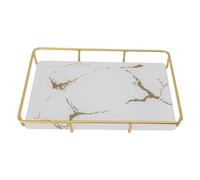ANKROYU Bandeja de tocador de baño Premium Modern Anti Slip Counteryop Organizador de Almacenamiento de Hierro de Vidrio para decoración del Lavabo del baño con Plato y Set de reji (L Blanco)