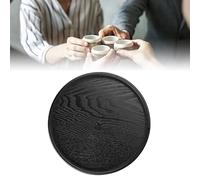 ANKROYU Bandeja Redonda, Bandeja Negra Grande Antideslizante De Madera Maciza Bandeja Redonda para Té Café Merienda Comidas Plato De La Bandeja De Servicio(21cm)