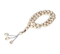 ANKROYU Beads Rosary 33 Grains Exquisite Flower Patterns Religious Article Worship Prayer Supplies Elegant Design Durable Resin Material Gift for Family Friends (Beige)