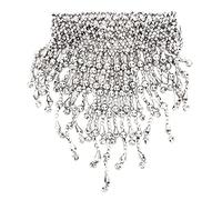 ANKROYU Belly Dance Necklace Beaded Exquisite Shiny Beautiful Decorative Jewelry Chain for Women Girls Belly Dancers Costume Party Performance Gift Plastic Material (Plata)
