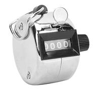 ANKROYU Berm Contador Manual Contador mecánico de 4 dígitos Dispositivo de conteo portátil de aleación de Aluminio Plateado para Eventos Deportivos Seguimiento de inventario Asiste