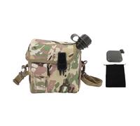 ANKROYU Botella de Agua al Aire Libre Gran Capacidad de 1,5 litros a Prueba de Fuga de Agua Plana portátil para Acampar con Bolsa de Cintura Ajustable para Senderismo Sports PVC NY (Negro) (Caqui)
