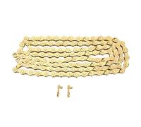 ANKROYU Cadena de bicicleta de 8 velocidades Cadena de repuesto para bicicleta de montaña y carretera de alto rendimiento 116 eslabones Plataforma plana dorada Acero con alto conte