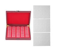 ANKROYU Caja de Almacenamiento de Monedas de Monedas de Madera con 50 Casos de protección Transparente Caso de exhibición de Gran Capacidad para s de Monedas s Compuesto de Madera Oscura