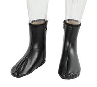 ANKROYU Calcetines de cuero con cremallera, hombres musulmanes, mujeres, unisex, impermeables, calcetines de cuero de PU, calcetines de invierno Kuffy con forro polar para interiores, exteriores(negr