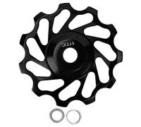 Ankroyu Cerámico de cerámica Polea bicicleta 11T Guía aleación aluminio liviano Rodillo trasero para bicicletas de montaña Road 8 9 10 11 Velocidad Negro rojo verde 1 PCS (Negro)