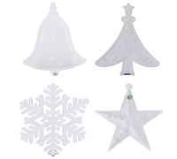 ANKROYU Christmas Tree Ornaments Transparent Acrylic Xmas Decorations Set of 24 Pieces Snowflake Star Bell Hanging Accessories for Holiday Party Wedding Winter Festival Decor