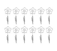 ANKROYU Clip de notas de doble cabeza 12 piezas Abrazaderas de fotos de alambre de acero de aleación de primera calidad Clips de exhibición de imágenes de sujeción fuerte plateados (Forma de flor)