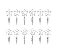 ANKROYU Clip de notas de doble cabeza 12 piezas Abrazaderas de fotos de alambre de acero de aleación de primera calidad Clips de exhibición de imágenes de sujeción fuerte plateados (Forma de estrella