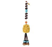 ANKROYU Colgante de Buda para Coche, Amuleto de la Suerte Hecho a Mano de boj, Accesorio para Coche, decoración Espiritual para vehículo, hogar, Oficina, Regalo Feng Shui