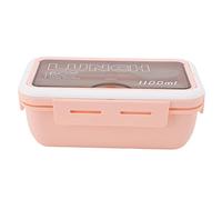 ANKROYU Compartment Lunch Box Thermal Box 2 Compartments Leak Proof 1100ml Capacity with Spoon Chopsticks for Office School Adults Plastic Silicone Material (Rosado)