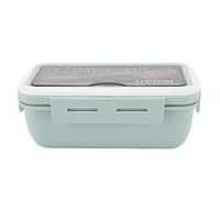 ANKROYU Compartment Lunch Box Thermal Box 2 Compartments Leak Proof 1100ml Capacity with Spoon Chopsticks for Office School Adults Plastic Silicone Material (Verde)