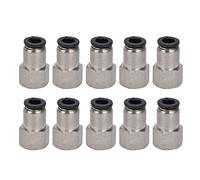 ANKROYU Conector neumático recto hembra de latón 1/4 pulgada empuje para conectar el ajuste de la línea de aire con anillo de liberación ovalada para equipos de automatización indu (10-04)