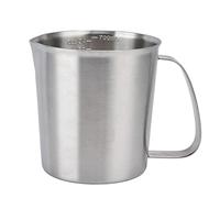 ANKROYU Copa de medición de acero inoxidable 304 Caza de espuma de leche de grado alimenticio con escala y vertido Base de no deslizamiento para la cafetería Coffee Shop Uso de coc (700 ml)