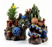 ANKROYU Cueva de Coral para Acuario, Decoración de Arrecifes de Coral Artificiales, Crear Mundo Submarino Deslumbrante con Plantas Artificiales y Arrecifes Coral, Adorno Acuático Vibrantes para Pecera