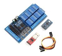 ANKROYU DC 12V 8 canales Pro Mini PLC relé escudo módulo retardo temporizador interruptor placa para (Placa+pro mini+cable de descarga)