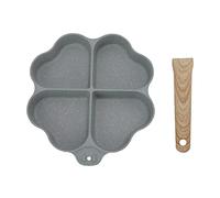ANKROYU Egg Frying Pan Nonstick Heart Shaped 4 Cup Uniform Heating Pancake Pan with Handle for Kitchen Aluminum Alloy Phenolic Plastic 19.5cm Length (Verde)