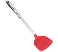 ANKROYU Espátula china con mango de acero inoxidable, pala antiadherente, herramienta de cocina con borde liso para cocinar, hornear, freír, gris, rojo, 36x9, 5cm (Día)