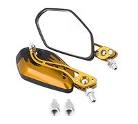 ANKROYU Espejos retrovisores para motocicleta Espejos laterales de aleación de aluminio Ajuste universal para scooters Bicicletas con tornillos de 8 mm y 10 mm Carcasa de plástico (Amarilla)