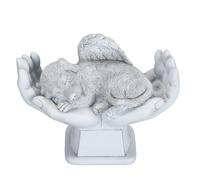 ANKROYU Estatua Conmemorativa de Mascota de ángel Hecha a Mano con Manos de Dios, decoración de jardín al Aire Libre, lápida para Perro, Gato, Recuerdo de pérdida de Mascota (Perra)