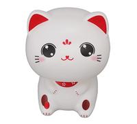 ANKROYU Estatua de Gato de la Suerte con energía Solar Que Saluda con la Cabeza, Bonita decoración para salpicadero de Coche, hogar, Oficina, Adorno de plástico, 6,8 x 6,2 x 8,7 cm (con Ojos Grandes)