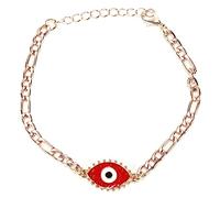 ANKROYU Evil Eye Protection Bracelet Adjustable Lucky Charm Jewelry for Women Men Gift Zinc Alloy Turkish Amulet Three Color Choices Retractable Design (Rojo)