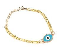 ANKROYU Evil Eye Protection Bracelet Adjustable Lucky Charm Jewelry for Women Men Gift Zinc Alloy Turkish Amulet Three Color Choices Retractable Design (Azul)