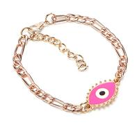 ANKROYU Evil Eye Protection Bracelet Adjustable Lucky Charm Jewelry for Women Men Gift Zinc Alloy Turkish Amulet Three Color Choices Retractable Design (Rosa rojo)