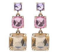 ANKROYU Exaggerated Geometric Square Earrings Trendy Oversized Alloy Statement Ear Pendants Fashion Jewelry for Women Girls Parties Dates 1 Pair (Champán)