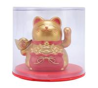ANKROYU Feng Shui Lucky Cat - Estatua Decorativa de Maneki Neko con energía Solar para el hogar, Oficina, Escritorio, salpicadero de Coche, plástico ABS, 2,36 x 2,17 x 2,17 Pulgada (Champán)