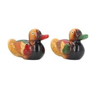 ANKROYU Figuras de Patos mandarines de Madera Hechas a Mano, Estatua Colorida de pájaros del Amor, decoración romántica para el hogar, Boda, Escultura Deco (7121V-2061)