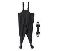 ANKROYU Fishing Chest Waders Unisex Breathable Stocking Foot Wader Pants with Oxford Sole for Outdoor Fishing Root Digging Black Knitted PVC Material (Size 43)